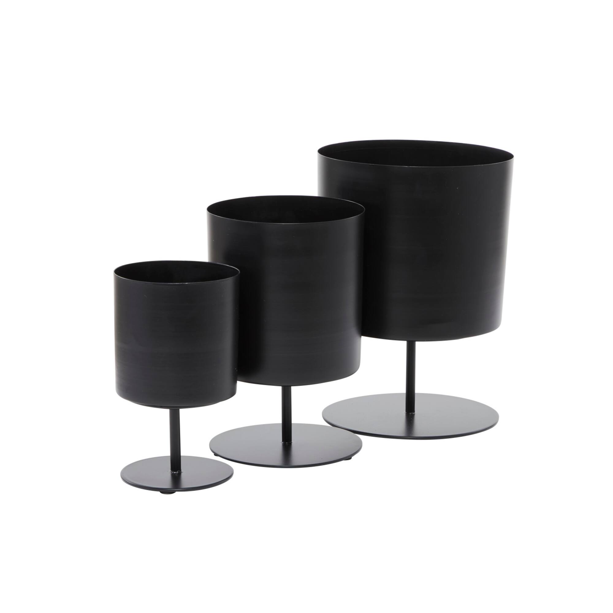 Black Modern Planter, Set of 3" 14", 12", 10"